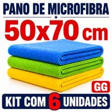Kit 6 Panos Microfibra Flanela 50x70 Alta Absorção Multiuso Não Risca Limpa Vidro