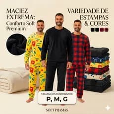 Pijama Masculino Soft Quentinho Inverno Liso e Estampado