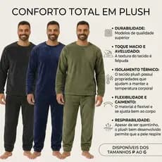 Pijama Longo Inverno Masculino em Plush Conforto e Qualidade P ao G
