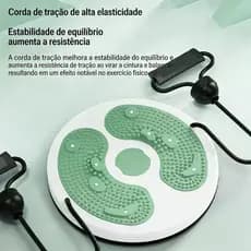 Disco de Torção de Cintura com Corda de Tração - Plataforma Giratória para Massagem nos Pés e Exercício em Casa