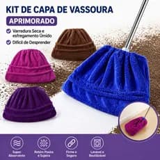 Capa De Pano Para Vassoura E Rodo Reutilizável De Microfibra
