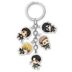 Merchandise de Anime: Attack on Titan - Conjunto de Cinco Chaveiros Transparentes de Acrílico Dupla Face WT5S