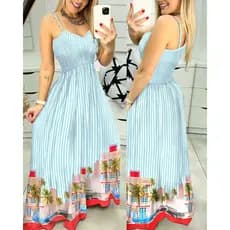 Vestido Suspensor Estampado Feminino