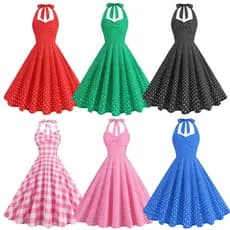 Halter rendas grande balanço vestido estilo Hong Kong desempenho saia irmã vestido de cristal passarela saia bolinhas ci