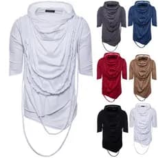 Comércio exterior código europeu Cross-Border masculino verão na moda de manga curta com capuz camiseta gola pilha Hip-H