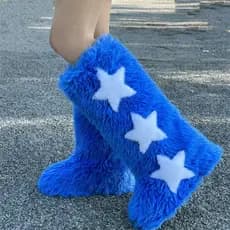 Moda europeia americana imitação de pele de raposa alta na altura do joelho botas de neve botas de pele femininas botas