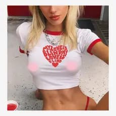 Camiseta Curta Europeia E Americana Para Mulheres Жфутболка crop top Feminina