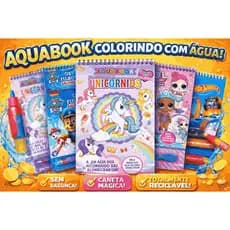 Livros Colorir Aquabook com Água Infantil + Caneta Mágica Reutilizável  | Brinquedo Educativo Sem Sujeira