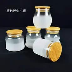 Mini pequeno caddy de chá tampa de bambu vidro transparente portátil chá caddy selado armazenamento caddy garrafa temper