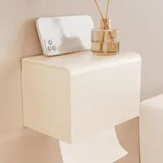 Estilo creme banheiro caixa de tecido higiênico prateleira sem perfuração suporte de papel higiênico rolo caixa de papel