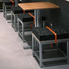 Café sobremesa leite loja de chá oceano banco Material extrusão alumínio mesa redonda cadeira mesa comercial estilo Indu