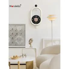 Mandelda perfurado moderno simples criativo relógio de parede sala estar casa moda atmosfera relógio pendurado na parede