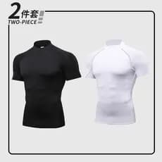 Calças esportivas de gola alta roupas de Fitness masculinas de manga curta de alta elasticidade roupas de treinamento de