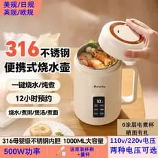 110V chaleira portátil 316 aço inoxidável no exterior americano canadense saudável guisado mingau copo arroz cozinhar fo