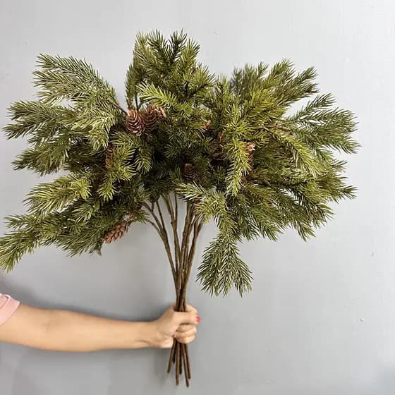 Simulação de borracha macia Nofoksong único ornamentos de natal adereços de tiro plantas verdes Artificial natal mão rol