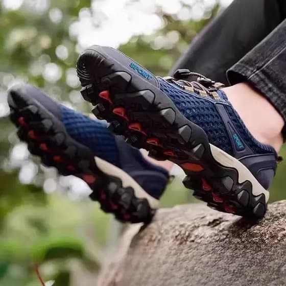 Sandálias Baotou buraco sapatos masculinos verão rio-tracking sapatos ao ar livre malha anfíbio praia canteiro de obras