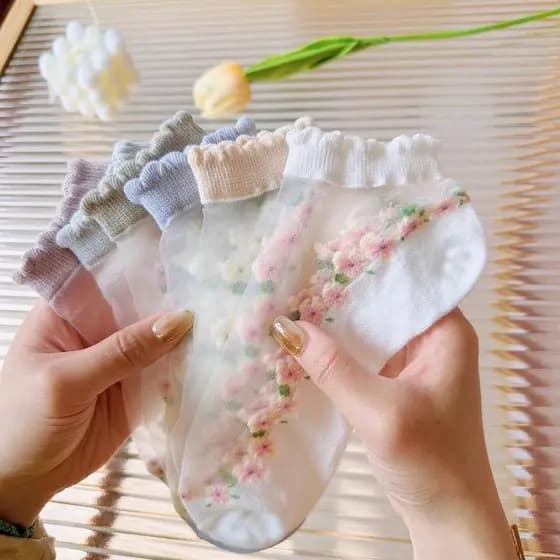 Meias finas de cartão verão rendas cristal meias invisíveis respirável suor-absorvente meias primavera verão meias finas