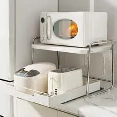 Rack de forno de micro-ondas em aço inoxidável, utensílios de cozinha, bancada, forno, panela de arroz, rack especial