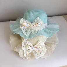 Crianças protetor solar chapéu verão meninas pára-sol chapéu de palha saco conjunto bebê menina moda rendas princesa pra