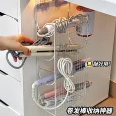 Rack de armazenamento de ferro de ondulação, Anti-escaldante, sem perfuração, gancho de parede, secador de cabelo, cômod