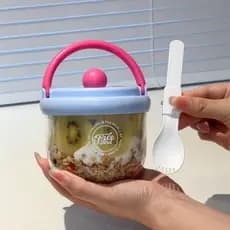 Copo de aveia tigela de café da manhã copo de iogurte trabalhador de escritório portátil Takeaway tampa salada copo luz