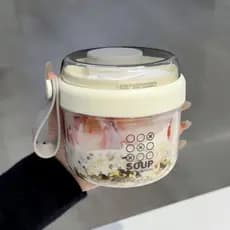 Copo de café da manhã para viagem com tampa colher trabalhador de escritório copo portátil iogurte frutas aveia copo caf