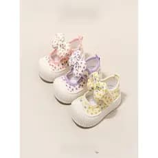 Meninas sapatos de lona 2025 primavera outono novo estilo bebê jardim de infância sapatos internos crianças sola macia A