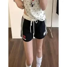 Americano Retro carta impressa Shorts esportivos feminino verão 2026 novo estilo Design quente menina solta All-Match ca