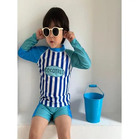 Meninos maiô 2026 novo estilo crianças dividir manga comprida protetor solar maiô pequeno médio grande crianças bebê bei