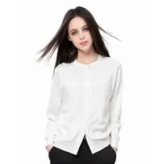 Japonês único 2025 primavera feminino Modal algodão misturado em torno do pescoço de malha Cardigan botão manga longa mo