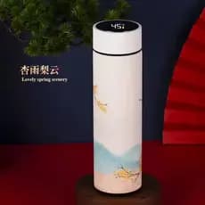 [Xinjiang frete grátis] copo térmico com Display de temperatura inteligente na moda nacional estilo chinês na moda criat