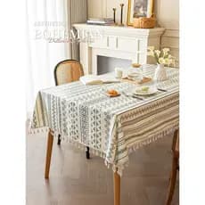 Toalha de mesa boêmia à prova d'água, tecido descartável à prova de óleo, estilo étnico, retangular, geométrica, alta qu