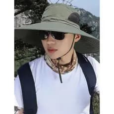Chapéu masculino guarda-sol verão pesca verão chapéu de palha ao ar livre montanhismo sol grande borda balde masculino v