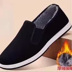Sapatos de pano antigos de Pequim masculinos de lã de inverno quentes resistentes ao desgaste sapatos de pai genuínos ou