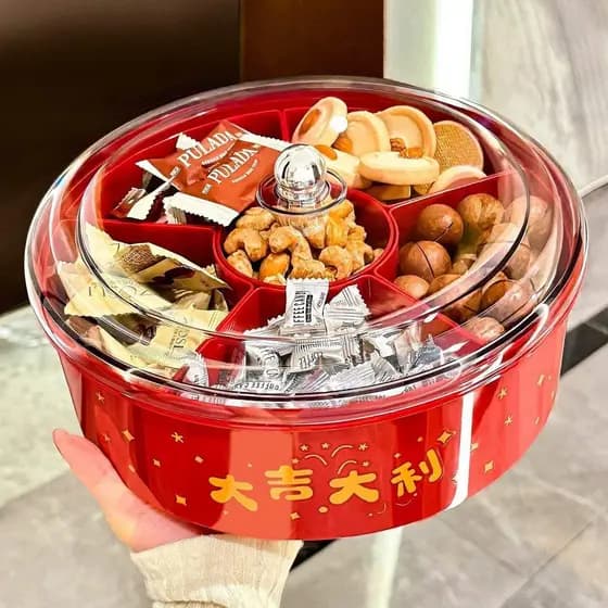 Prato de frutas do ano novo chinês sala de estar mesa de centro doméstico requintado caixa de armazenamento de frutas se