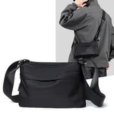 Novo estilo bolsa mensageiro masculina bolsa de ombro simples All-Match passeio masculino portátil pequeno saco portátil