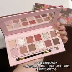Paleta de sombras de 12 cores ins rosa marrom paleta de sombras pincel estilo pintura a óleo fosco perolado fino piscand