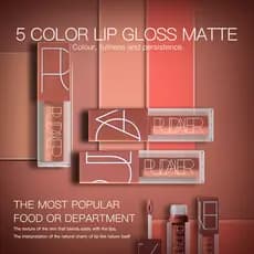 Pudaie Lip Gloss Batom líquido fosco batom antiaderente copo 5 cores brilho labial
