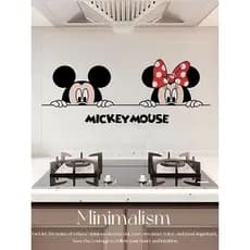 [Produtos de cozinha] Mickey Kitchen Adesivo à prova de óleo Fogão de parede Papel de parede autoadesivo resistente a al
