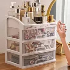 Caixa de armazenamento de cosméticos de mesa Rack de armazenamento de plástico gaveta caixa de jóias cômoda prateleira t