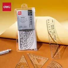Deli Root Ruler Consideração do ensino médio com transferidor Exame Régua Conjunto Triângulo Board Alunos do ensino médi