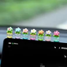 Bonito luminoso pequeno vaso de flores decorações do carro Interior Console central tela do carro pequenas flores decora