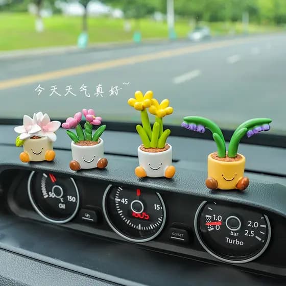 Vaso de flores elfo ornamentos de carro simulação planta vaso planta pequena flor Console central do carro acessórios in
