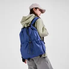 2025 outono feminino ao ar livre grande capacidade cordão mochila saco de escola feminino Oxford pano xadrez leve simple