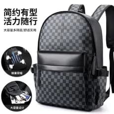 Homens simples xadrez mochila plutônio resistente ao desgaste Casual mochila saco de viagem computador na moda masculino