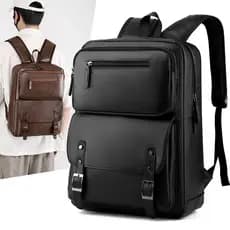 Mochila masculina simples Commuter computador mochila de viagem de negócios versão coreana pu masculino feminino estudan