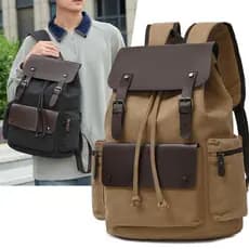 Masculino feminino Retro lona mochila High-End Casual negócios computador mochila moda tendência cordão estudante saco d