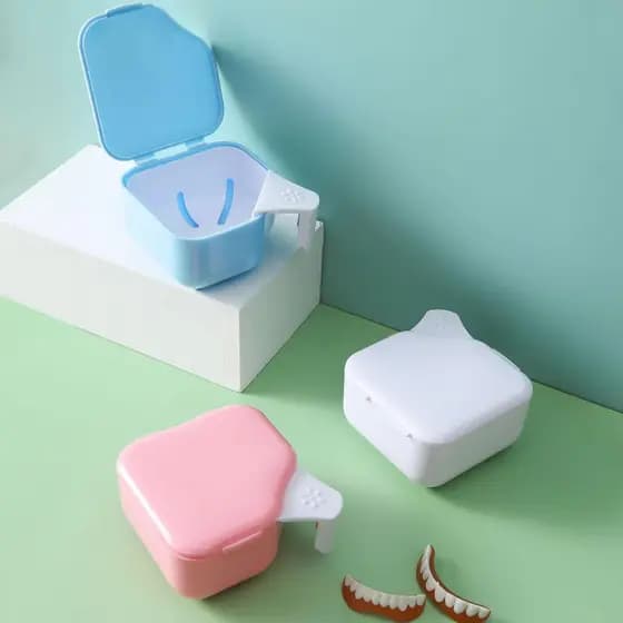 Japão importado caixa de armazenamento de dentadura dentadura dentadura chaves limpeza limpador portátil imersão caixa d