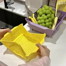 Cesta de drenagem de bacia de lavagem de vegetais Novo estilo Cesta de armazenamento dobrável Pia de cozinha Rack de dre