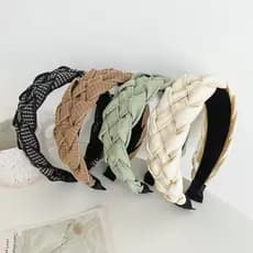 2024 novo estilo Retro verificado torção grande bandana trançado de abas largas capa de cabelo branco High-End redução d
